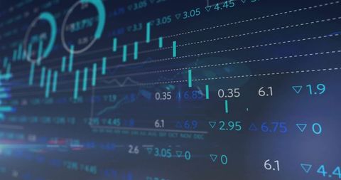 Abstract financial trading data visualization with graphs and charts