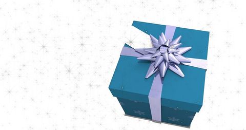 Blue Gift Box with Purple Ribbon and Star Pattern Background - Download Free Stock Images Pikwizard.com