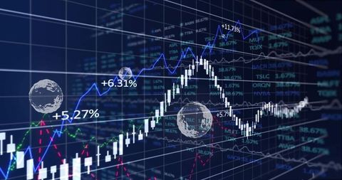 Futuristic holographic display of financial market chart