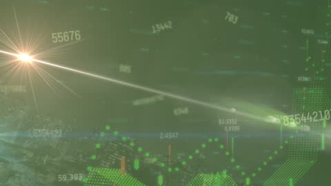 Futuristic Data Animation Over Dynamic Cityscape