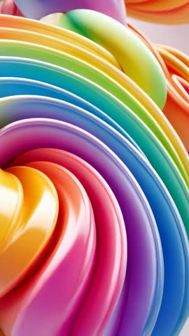 Vertical looping ribbon spiral twisting and rotating in colorful pastel 3D animation