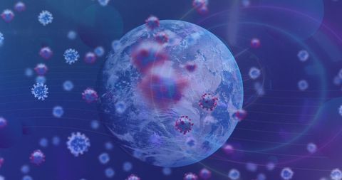Coronavirus Circling Earth in Digital Projection - Download Free Stock Images Pikwizard.com