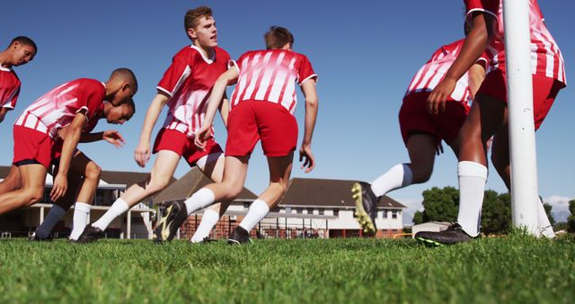 Youth Soccer Team Warming Up on Field - Download Free Stock Images Pikwizard.com