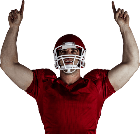 Transparent background of celebrating american football player