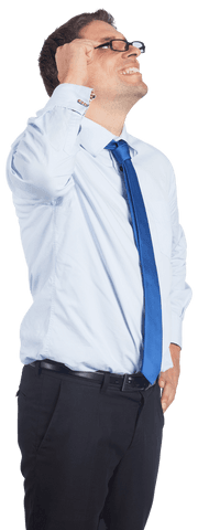 Joyful Businessman in White Shirt with Glasses on Transparent Background