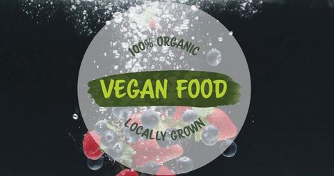 Vegan food concept with berries underwater splash