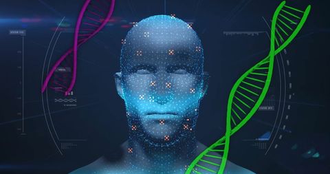 Futuristic Digital Biometrics with DNA Strands - Download Free Stock Images Pikwizard.com
