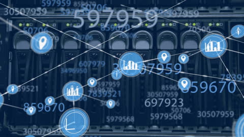 Digital Connections Animated Overlay on Computer Server Room