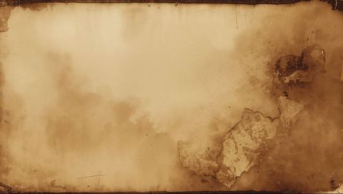 Aged parchment background with water stains, torn vellum edges and sepia texture