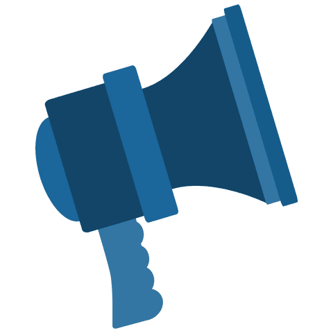 Blue Digital Loudspeaker on Transparent Background for Messaging Concepts