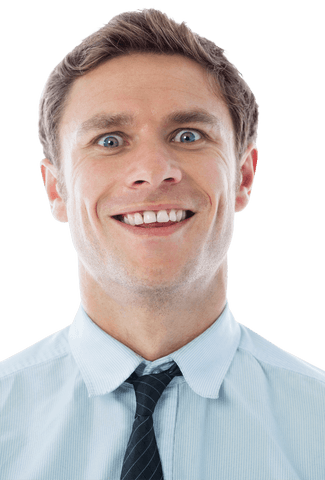 Cheerful Caucasian Businessman Smiling on Transparent Background