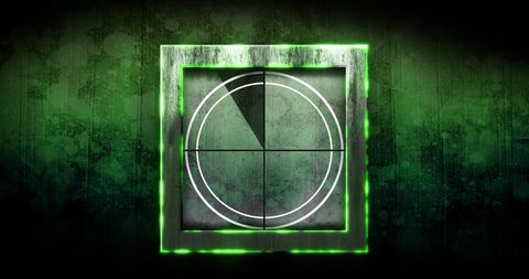 High-tech digital scope interface with green glow