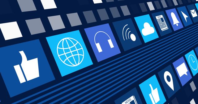 Digital Interface Icons on Blue Background - Download Free Stock Images Pikwizard.com