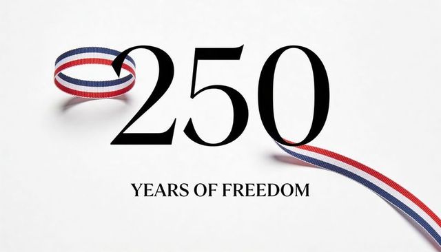 Commemorating 250 Years of Freedom with Tricolor Ribbon and Minimalist Typography