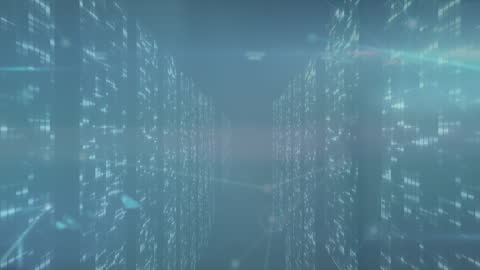 Futuristic Data Network with Digital Connections and Light Patterns