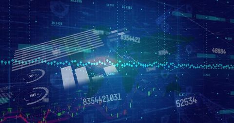 Futuristic Financial Data Dashboard with Charts and Analytics