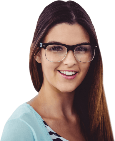 young woman smiling wearing eyeglasses on transparent background - Download Free Stock Videos Pikwizard.com