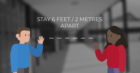 Animated Characters Showing School Hallway Social Distancing Guidelines - Download Free Stock Images Pikwizard.com