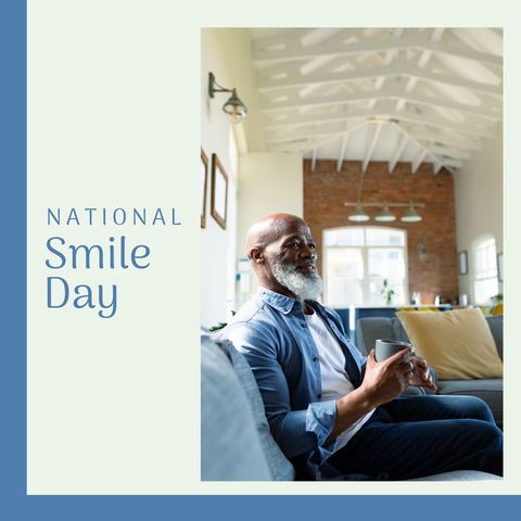 african american man smiling in sunlit living room - Download Free Stock Templates Pikwizard.com