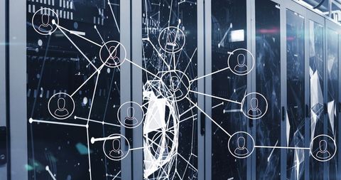 Digital Network Icons Connected to Data Servers - Download Free Stock Images Pikwizard.com