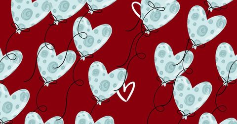 Heart Balloons with Red Background for Romantic Themed Designs