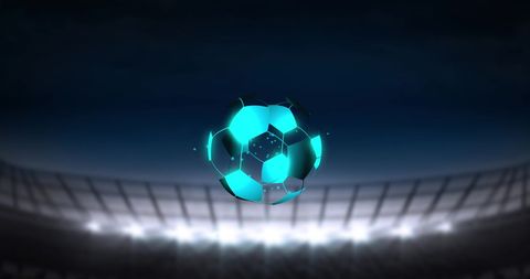 Glowing Digital Football Above Stadium in Night Sky - Download Free Stock Images Pikwizard.com
