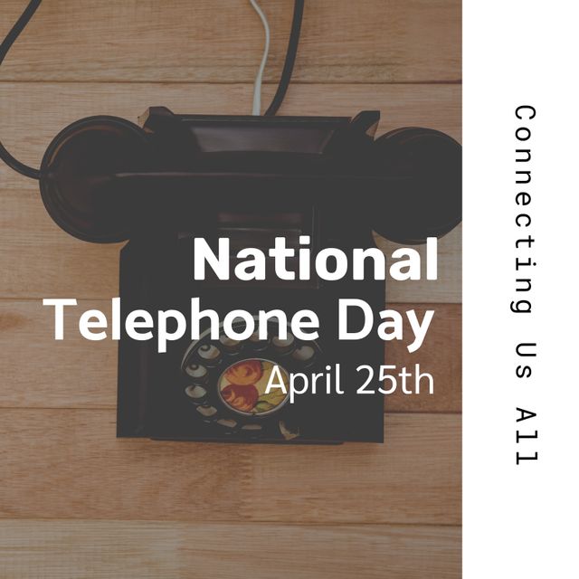 National Telephone Day Over Vintage Telephone on April 25 - Download Free Stock Templates Pikwizard.com