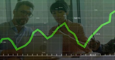 Business Collaboration with Financial Chart Analysis in Office