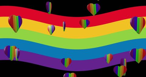 Rainbow hearts with vibrant stripes for pride celebration