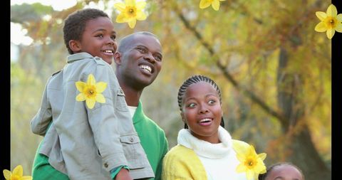Joyful african american family enjoying outdoor adventure