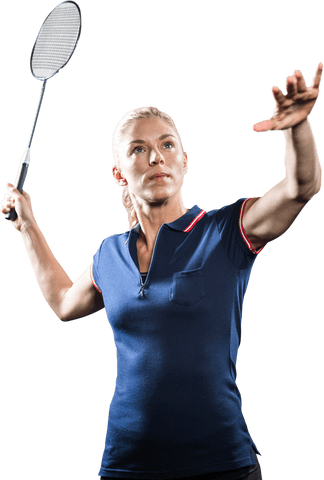 Transparent Background Badminton Player Holding Racket