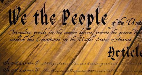 Old Parchment with U.S. Constitution in Decorative Font