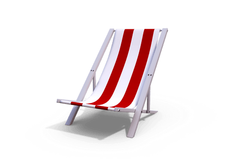 Red and white deck chair on transparent background