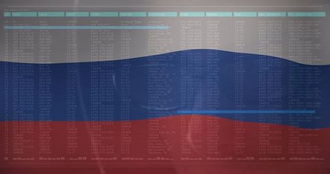 Cyber warfare concept against russian flag background