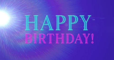 Colorful Happy Birthday Neon Celebration Background - Download Free Stock Images Pikwizard.com