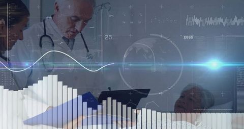 Senior Medical Team Analyzing Patient Data and Charts in Hospital