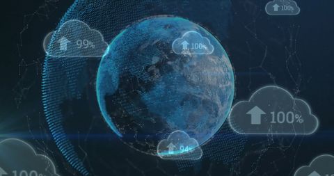 Digital Earth with Cloud Storage and Data Transfer Graphics - Download Free Stock Images Pikwizard.com