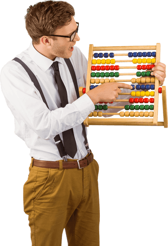transparent image of businessman using an abacus in retro attire - Download Free Stock Videos Pikwizard.com