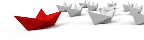 Leadership Concept with Red Paper Boat on Transparent Background