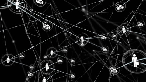 Animated Global Network with Communication Icons