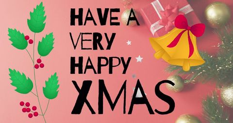 Festive Merry Christmas Text Over Seasonal Decor - Download Free Stock Images Pikwizard.com