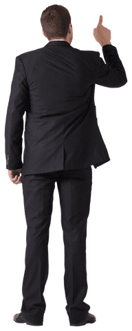 transparent businessman pointing upward in suit back view - Download Free Stock Videos Pikwizard.com