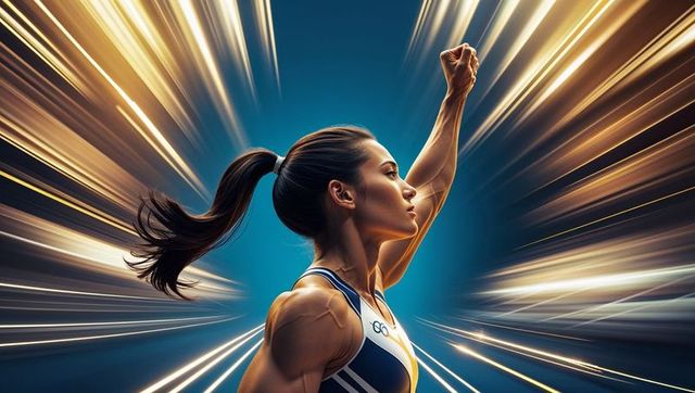 Dynamic Athlete Celebrating Victory with Motion Streaks