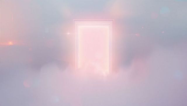 Glowing portal in ethereal cloudscape fantasy