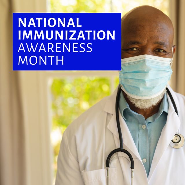 National Immunization Awareness Month with African American Doctor - Download Free Stock Templates Pikwizard.com