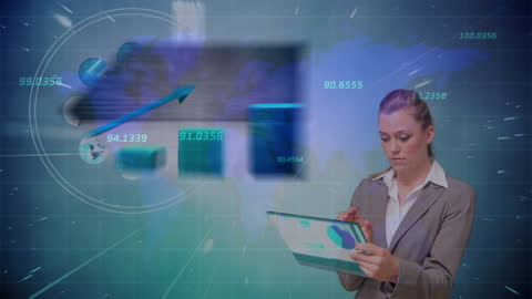 Businesswoman Analyzing Data on Digital Tablet