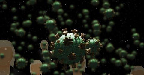 Virus Particles Hovering Over Business Icons Illustrating Pandemic - Download Free Stock Images Pikwizard.com