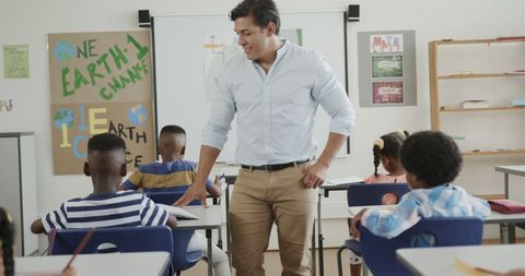 Male Teacher Engaging with Diverse Classroom - Download Free Stock Images Pikwizard.com