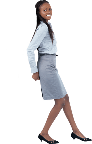 African American Businesswoman Smiling on Transparent Background