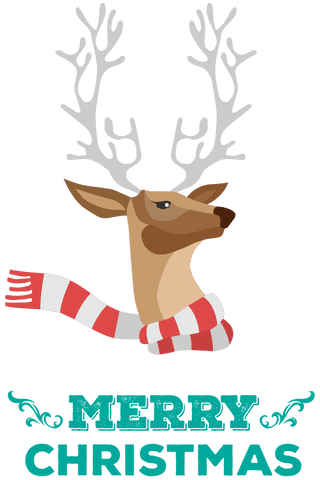 Festive reindeer illustration with merry christmas text on transparent background